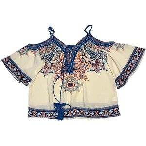 Spaghetti Strap Cold Shoulder Top Blouse Unbranded Boho Flowy